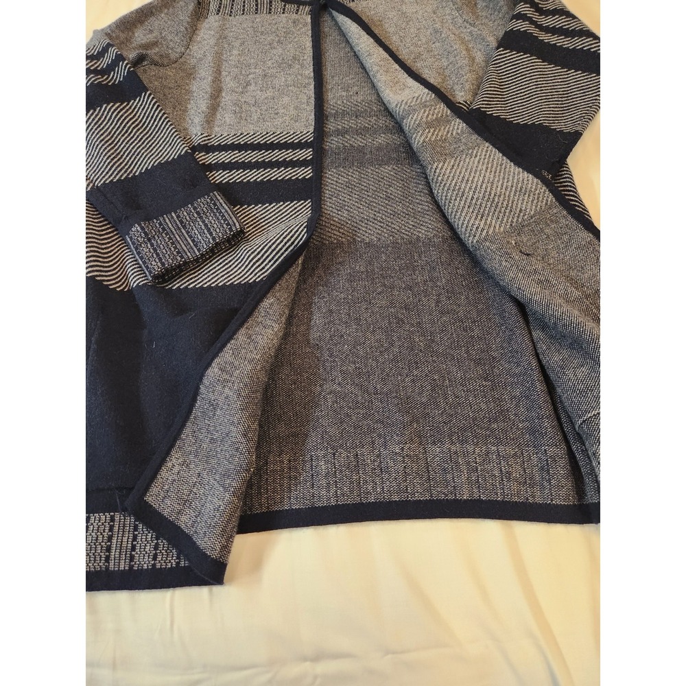 C&B Women Navy Geometric Print Long Open Cardigan Size XL Workwear Career Cozy - Picture 4 of 8